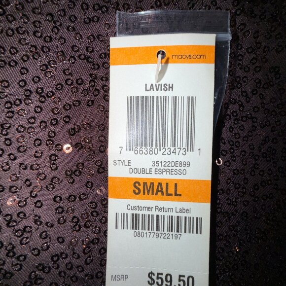 *NWT* INC International Concepts Brown Double Espresso Sequin Short Sleeve Top S - Picture 8 of 10